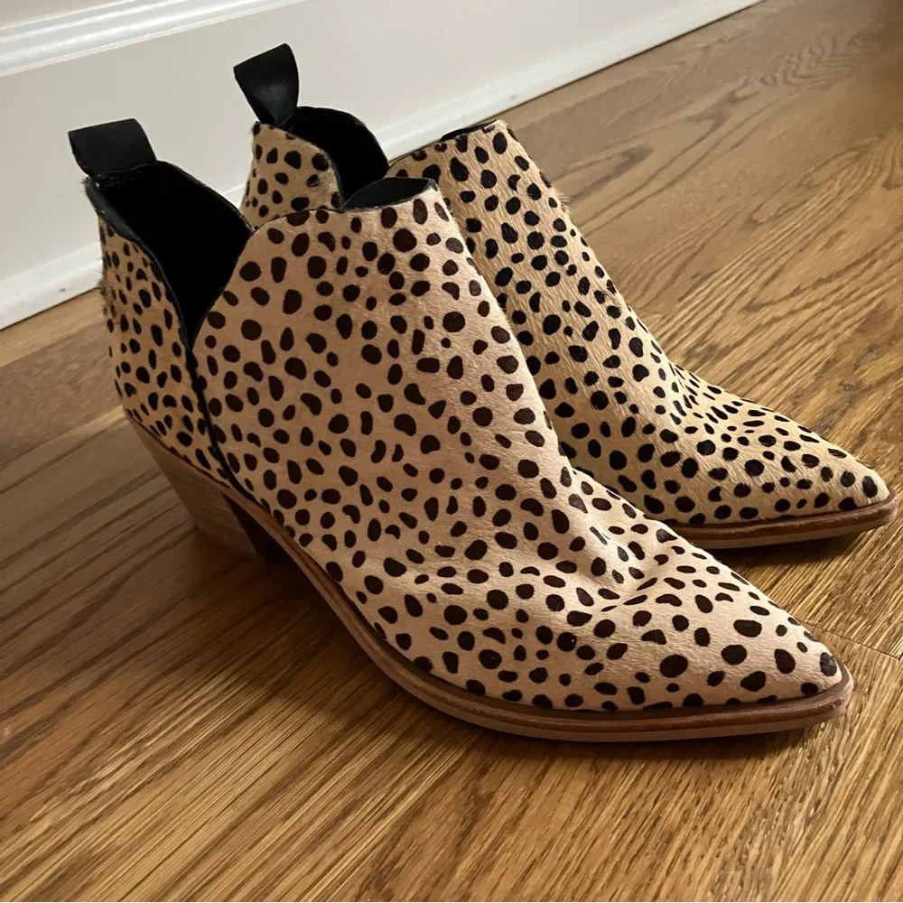 Dolce Vita Sonni Ankle Bootie Cheetah Leopard Print Calf Skin Hair Size 6 - Picture 6 of 9
